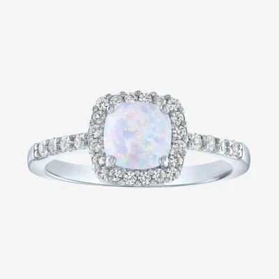Limited Time Special! Womens Lab Created White Opal Sterling Silver Cocktail Ring