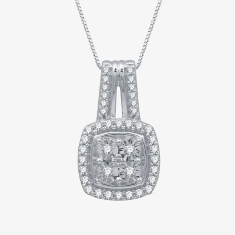 (H-I / I1) Womens 1/4 CT. T.W. Lab Grown White Diamond Sterling Silver Pendant Necklaces