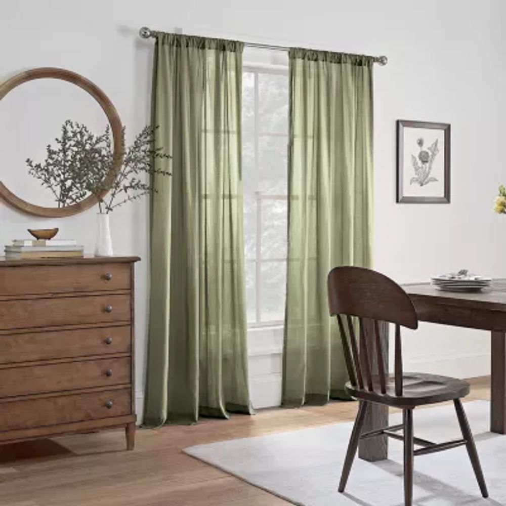 Linden Street Jameson Cotton Rod Pocket Sheer Single Curtain Panels