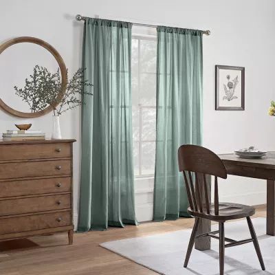 Linden Street Jameson Cotton Sheer Rod Pocket Single Curtain Panel