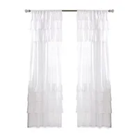 Madison Park Joycelyn Cotton Oversized Ruffle Light-Filtering Rod Pocket Single Curtain Panel