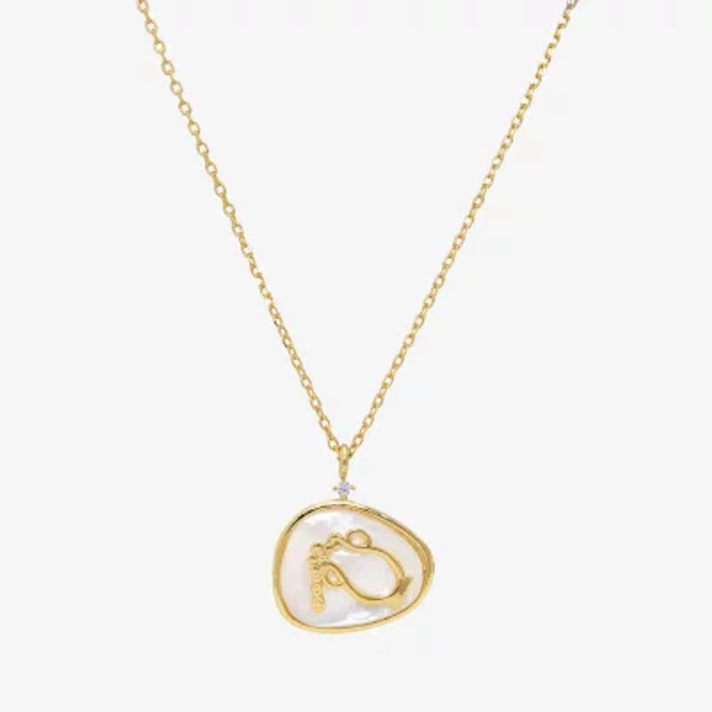 Sparkle Allure Zodiac Cubic Zirconia 14K Gold Over Brass 16 Inch Cable Pendant Necklace