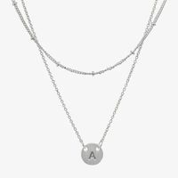 Sparkle Allure Initial Pure Silver Over Brass 16 Inch Link Round Necklace Set