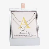 Sparkle Allure Initial Pure Silver Over Brass 16 Inch Link Round Necklace Set