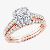 CT.T.W. Natural Diamond Cushion Halo Bridal Set 10K or 14K Gold