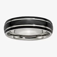 Mens 6mm Stainless Steel Black Ion-Plated Wedding Band