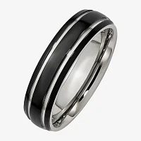 Mens 6mm Stainless Steel Black Ion-Plated Wedding Band