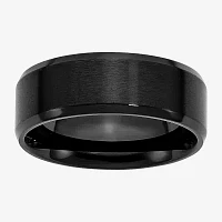 Mens 8mm Black Ion-Plated Stainless Steel Wedding Band