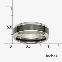 Mens 7.5Mm Titanium & Black Ceramic Wedding Band