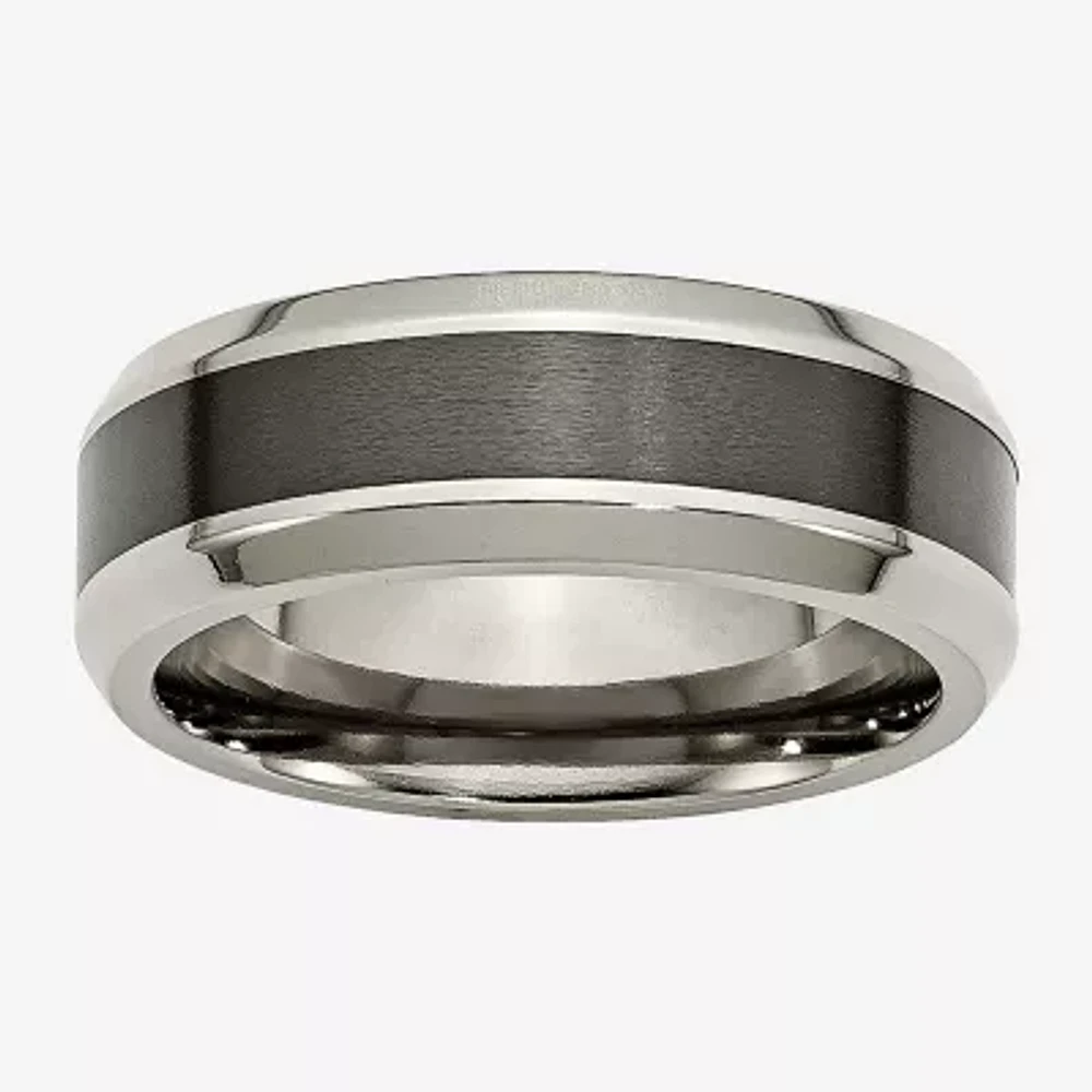 Mens 8Mm Titanium & Black Ceramic Wedding Band