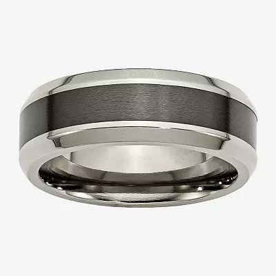 Mens 8Mm Titanium & Black Ceramic Wedding Band