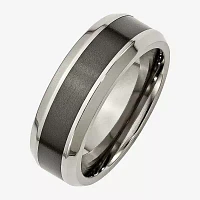 Mens 8Mm Titanium & Black Ceramic Wedding Band