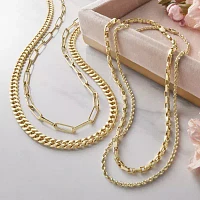 10K Gold 24 Inch Hollow Curb Chain Necklace