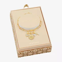 Sparkle Allure Carabiner Womens White Cubic Zirconia 14K Gold Over Brass Cross Heart Charm Bracelet