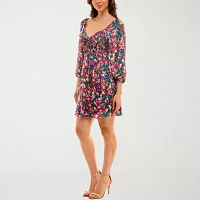 B. Smart Womens Long Sleeve Floral Fit + Flare Dress Juniors