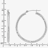 10K White Gold 30mm Round Hoop Earrings