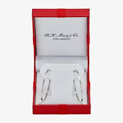 10K White Gold 40mm Round Hoop Earrings
