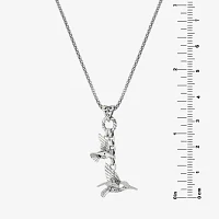 Bali Inspired Womens Sterling Silver Hummingbird Pendant Necklace