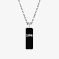 True Fans Fine Jewelry Unisex Adult 1/10 CT. T.W. Genuine Black Onyx Sterling Silver Pendant Necklace