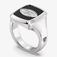 True Fans Fine Jewelry Mens Diamond Accent Genuine Black Onyx Sterling Silver Fashion Ring
