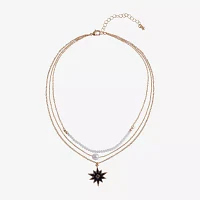 Arizona Gold Tone Simulated Pearl Inch Link Star Strand Necklace