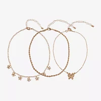 Arizona Gold Tone 3-pc. 12 Inch Link Butterfly Necklace Set