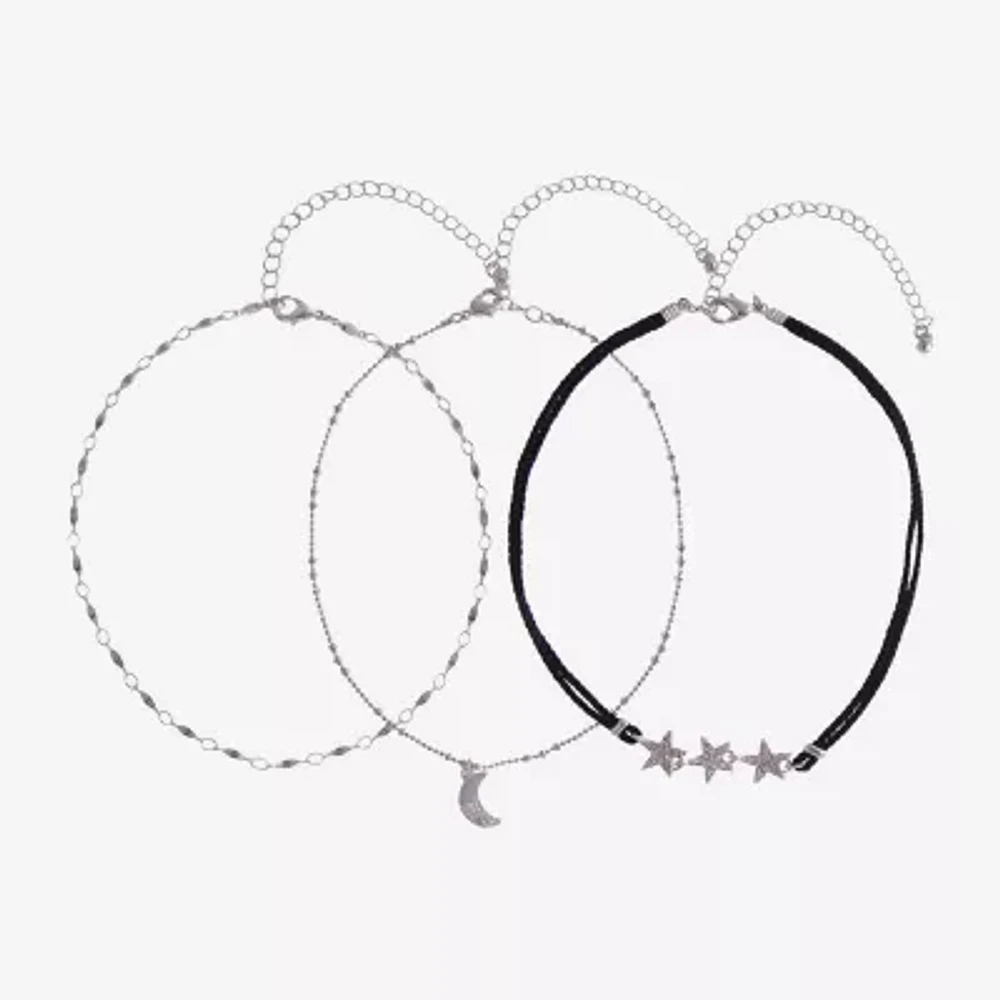 Arizona Silver Tone 3-pc. 12 Inch Link Moon Star Necklace Set