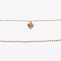 Arizona Gold Tone 4-pc. Simulated Pearl 12 Inch Link Heart Necklace Set