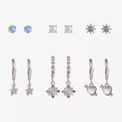 Arizona Silver Tone 6 Pair Star Earring Set