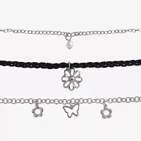 Arizona Silver Tone 5-pc. Simulated Pearl 7.5 Inch Link Butterfly Flower Bracelet Set