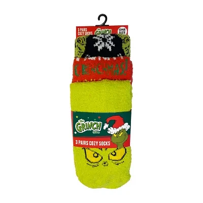 Cozy 3 Pair Grinch Crew Socks Unisex Adult