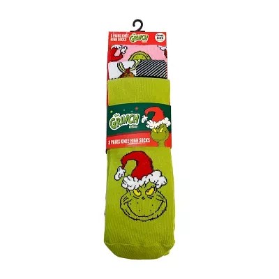 3 Pair Grinch Knee High Socks Unisex Adult