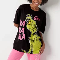 Juniors Blah Oversized Tee Womens Crew Neck Short Sleeve Grinch Graphic T-Shirt