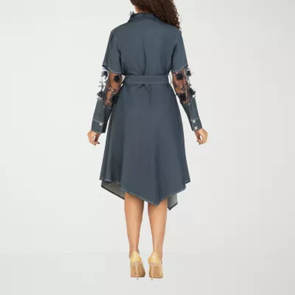 Giovanna Signature Womens Long Sleeve Shirt Dress