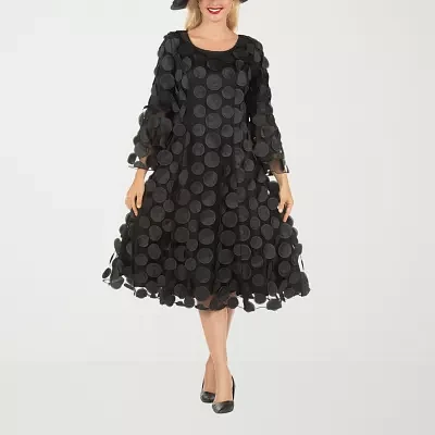 Giovanna Signature Womens 3/4 Sleeve Midi A-Line Dress