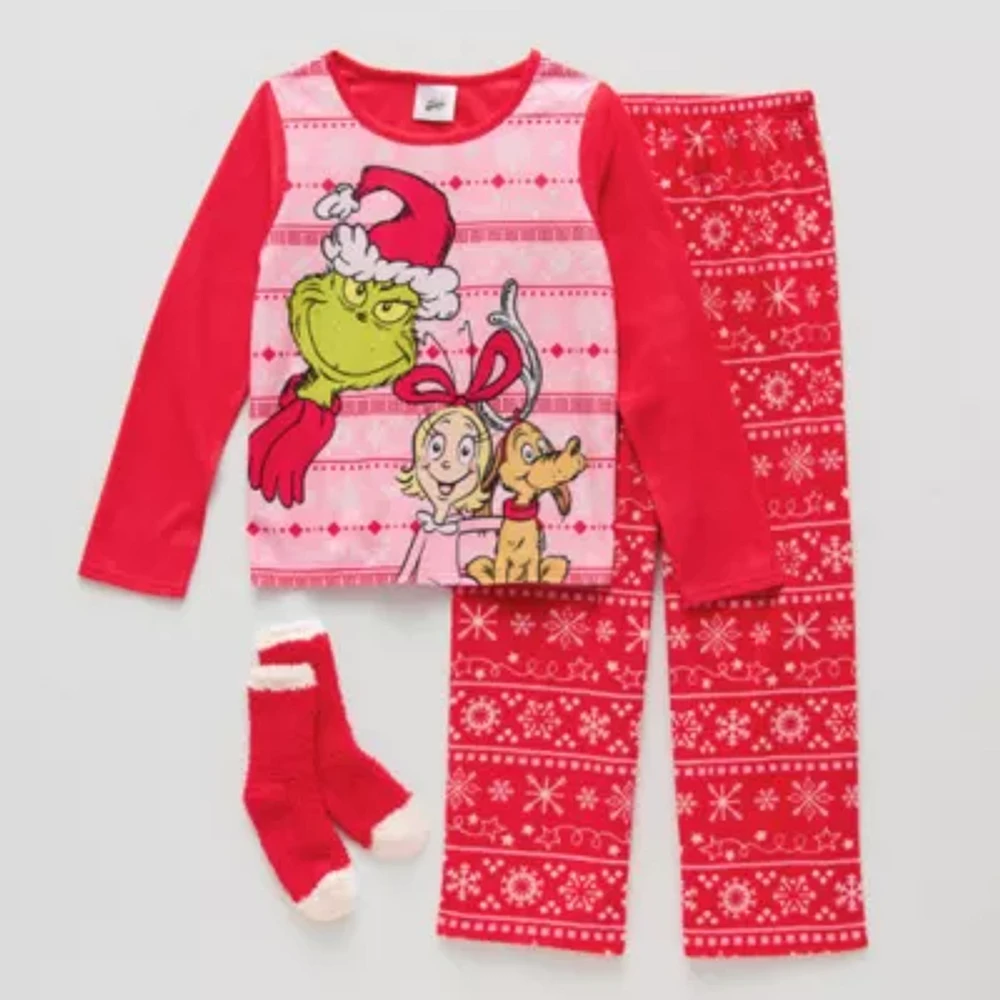 Little & Big Girls 3-pc. Grinch Pajama Set