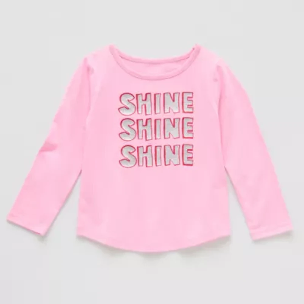 Okie Dokie Toddler & Little Girls Round Neck Long Sleeve Graphic T-Shirt