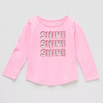 Okie Dokie Toddler & Little Girls Round Neck Long Sleeve Graphic T-Shirt