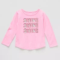 Okie Dokie Toddler & Little Girls Round Neck Long Sleeve Graphic T-Shirt