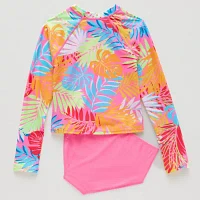 Thereabouts Little & Big Girls Rash Guard Set