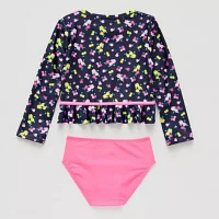 Okie Dokie Toddler Girls Floral Rash Guard Set