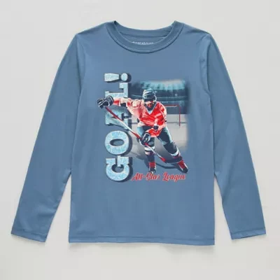 Thereabouts Little & Big Boys Adaptive Crew Neck Long Sleeve Graphic T-Shirt