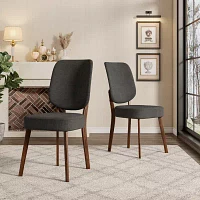 Breuer Mid-Century Modern Armless Dining Chairs Linen -Set of 2