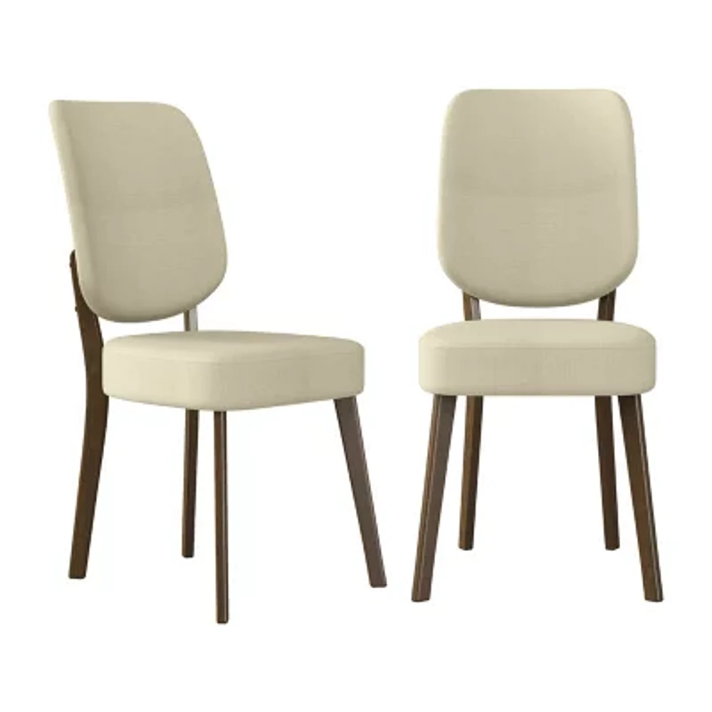 Breuer Mid-Century Modern Armless Dining Chairs Linen -Set of 2