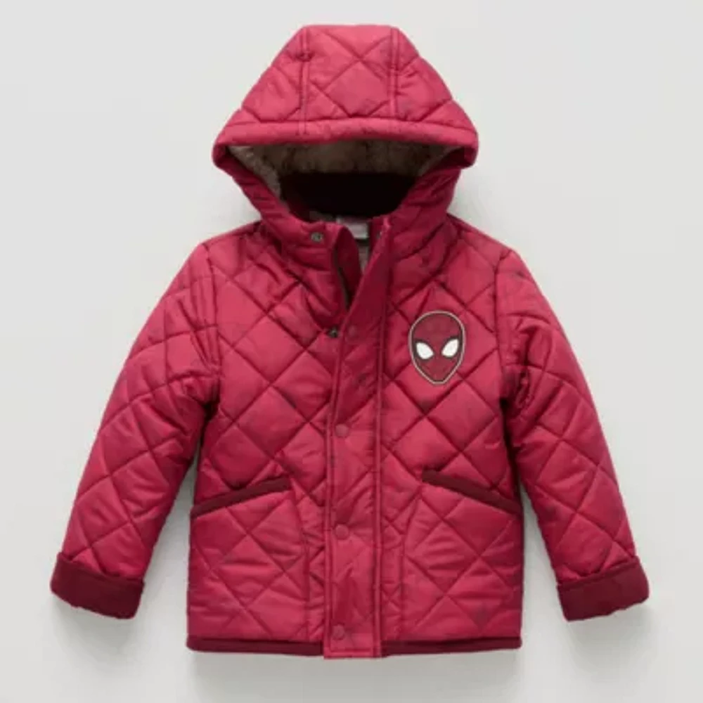 Disney Collection Little & Big Boys Hooded Spiderman Midweight Quilted Jacket