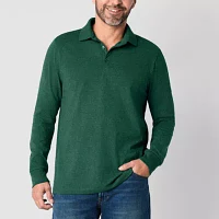 St. John's Bay Super Soft Jersey Mens Classic Fit Long Sleeve Polo Shirt