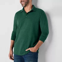 St. John's Bay Super Soft Jersey Mens Classic Fit Long Sleeve Polo Shirt
