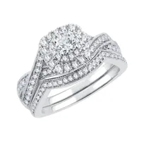 Signature By Modern Bride Womens Natural White Diamond 14K White Gold Cushion Engagement Ring