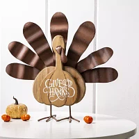 Glitzhome Wooden Metal Turkey Thanksgiving Tabletop Decor