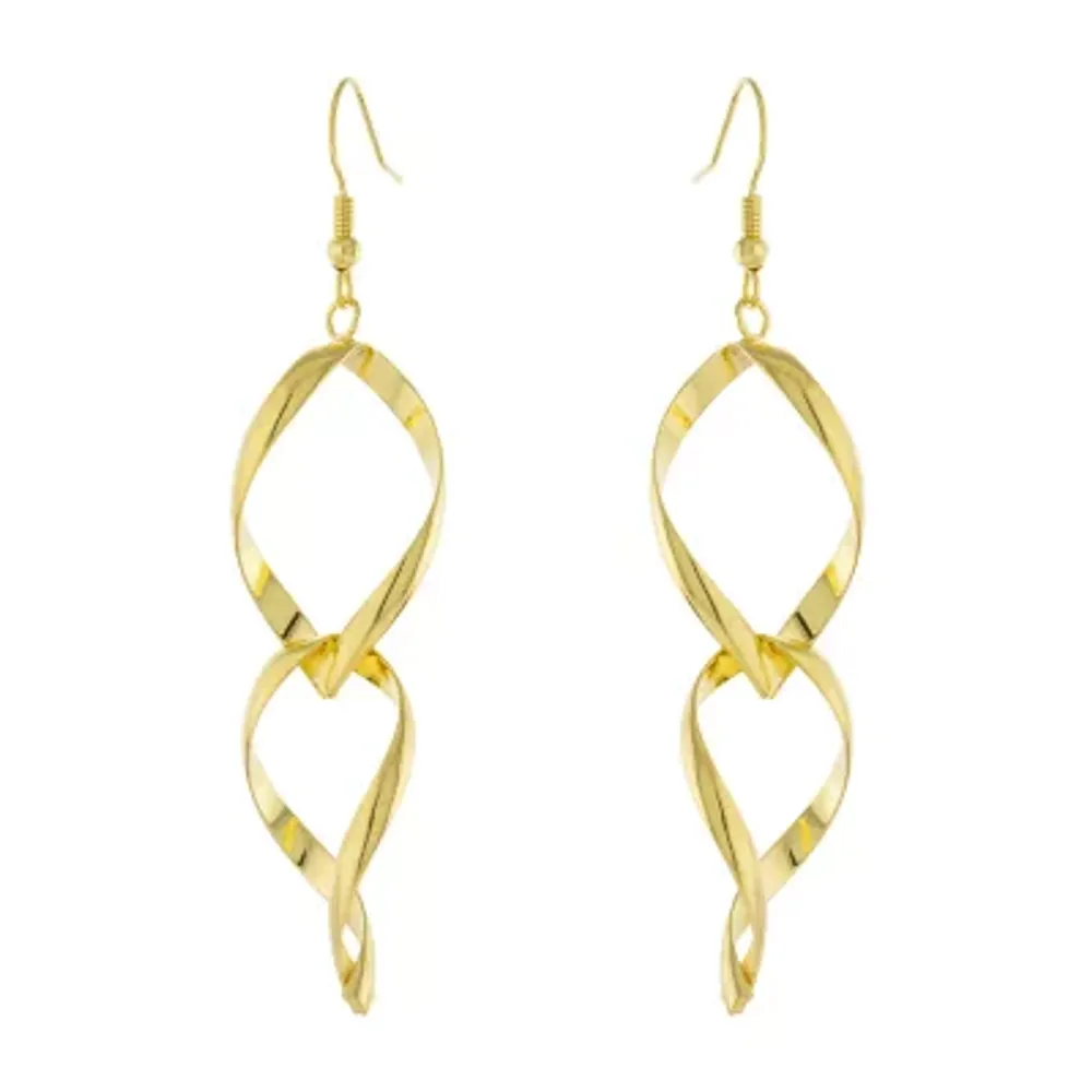 Silver Reflections 14K Gold Over Brass Drop Earrings